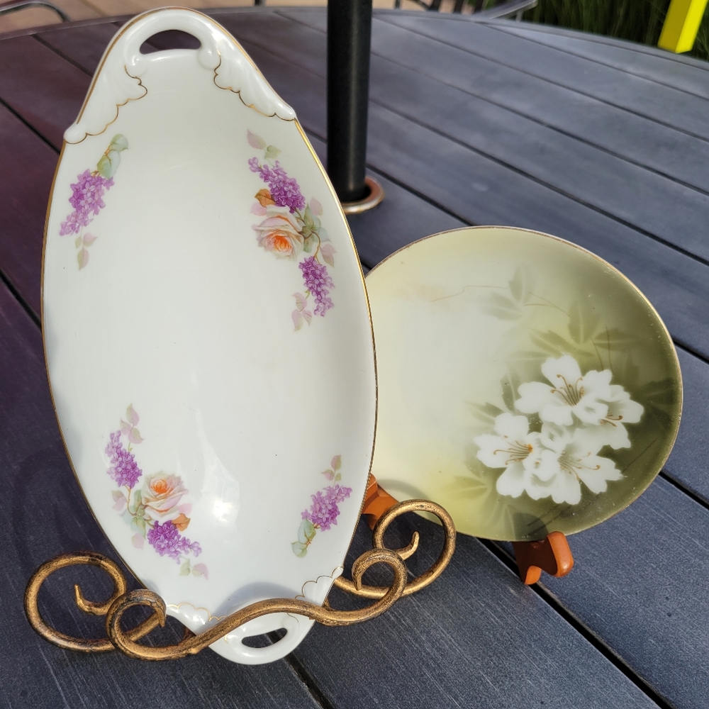 Vintage Bohemia Czechoslovakia Dish & RS Germany Saucer ~